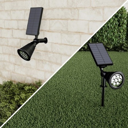 Nature Spring 2-pack Outdoor LED Solar Lights with 7 Bulb Spotlights Landscape or Wall Mount (Cool White) 173270GIA